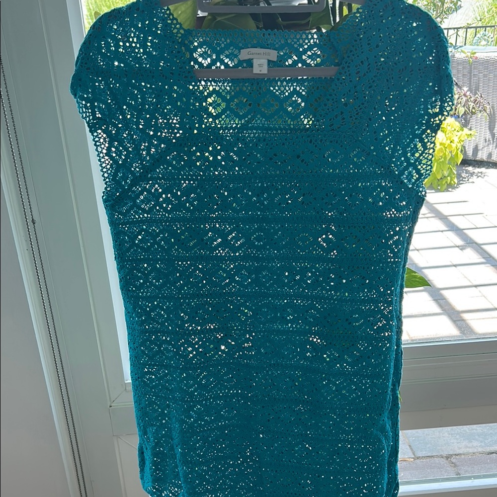 Garnet Hill Turquoise Lace/ crochet swim coverup
